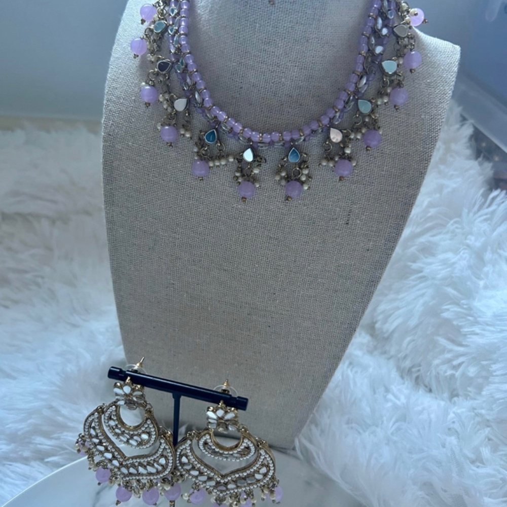 Lavender earrings and choker set